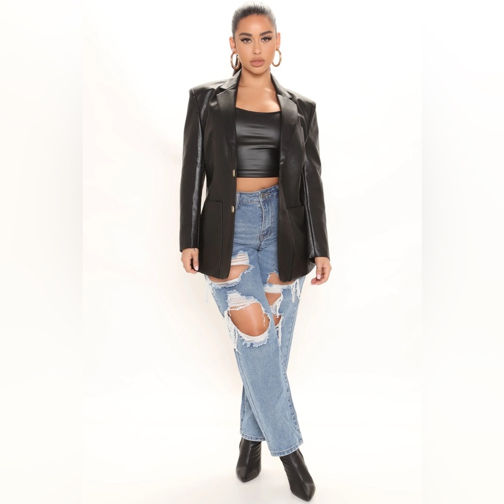 NWT [Fashion Nova] 90's Flashback Tapered Jeans - Medium Blue Wash Women’s Sz 7 - Picture 2 of 8
